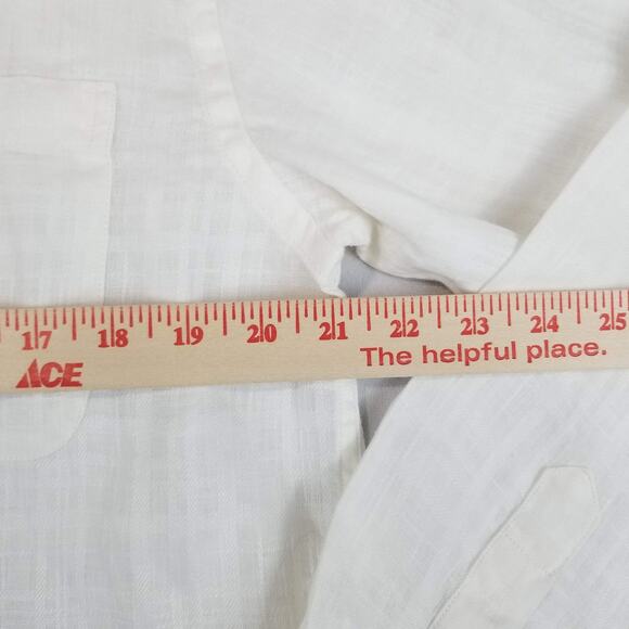 Jos A Bank Shirt Mens Medium White 100% Linen Long Sleeve Button Front Summer - Picture 8 of 10